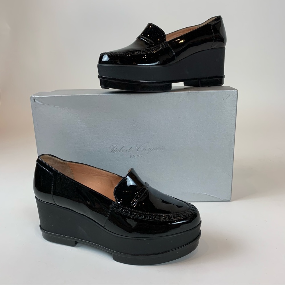 Robert Clergerie Black Patent Platform Heels